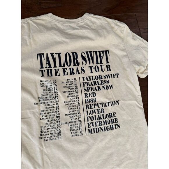 Taylor Swift Official Merch Eras Tour Cream Beige Medium T Shirt - Picture 6 of 10